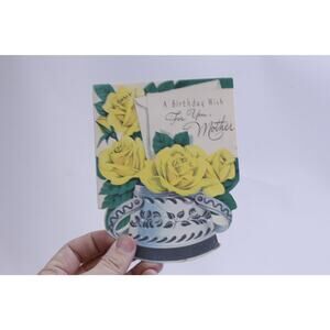 Yellow Roses, Mother's Birthday Card, American Greeting, Folding, Paper, Shape
